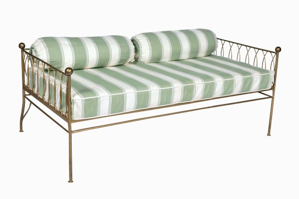 Palm Springs Green and cream stripe gold daybed sofa