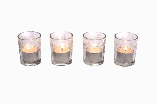 Etched clear glass votives