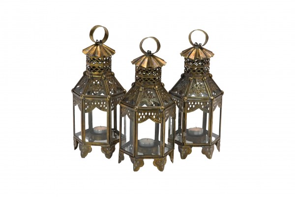 Middle Eastern brass table lanterns