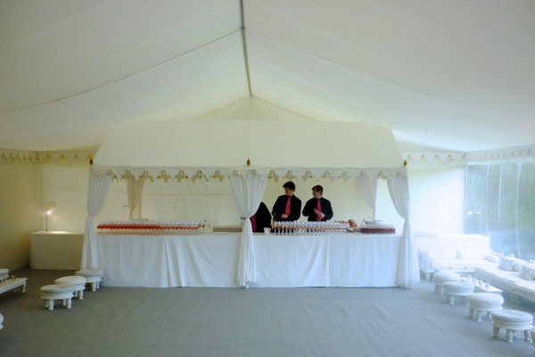 A Long Pergola used as a bar tent