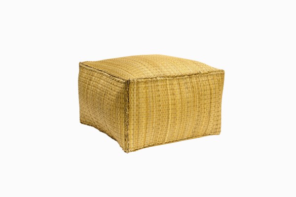Tunisian natural straw pouffe