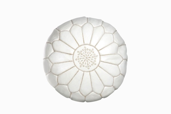 White leather pouffe