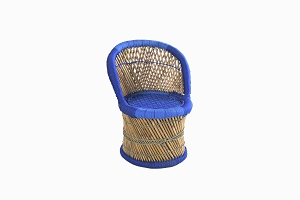 Childrens bamboo_cane chair blue