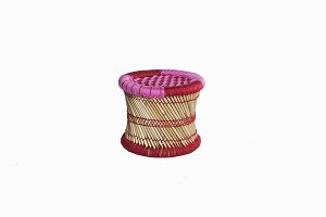 Childrens bamboo_cane medium stool pink