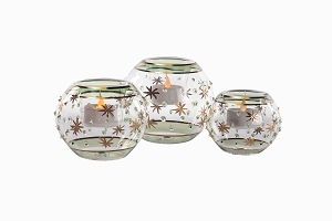 Egyptian glass candle holders green