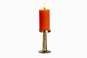 Gold metal pillar candlestick large