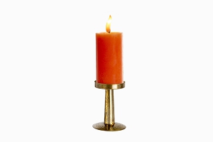 Gold metal pillar candlestick medium