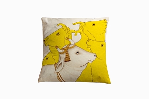 Kishangarh cushion Yellow holy cows