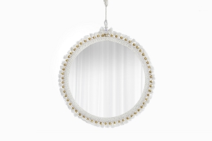 Large off white tassel mirror