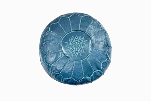 Leather Pouffe Teal
