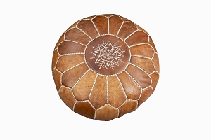 Leather pouffe natural oiled