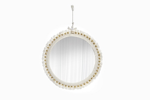 Medium off white tassel mirror