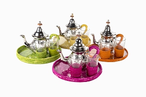 Moroccan raffia tea sets