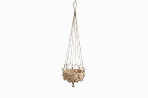Natural string and cane hanging basket