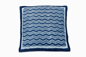 Square indigo zig zag cushion with Kantha stitch