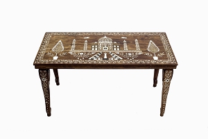 vintage bone inlaid taj mahal indian coffee table
