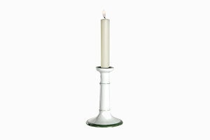 White ceramic candlestick green base