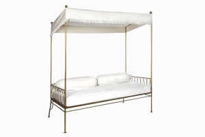 Palm Springs daybed gold with fringed canopy