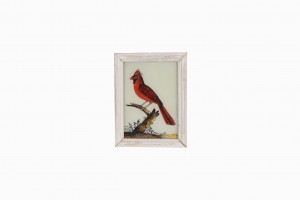 Indian glass painting of a red bird (very small)
