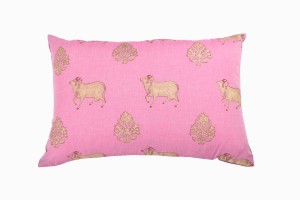 Holy cow rectangular pink cushion