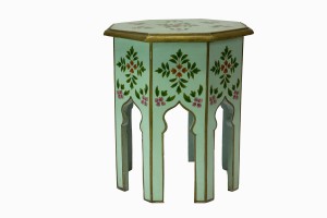 Safi vintage painted octagonal side table green