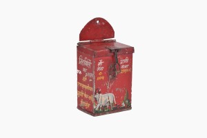 Indian painted metal money box Ref 8