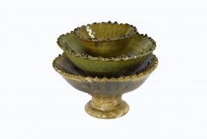 Ochre Zagora zig zag rim bowls