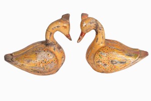 Hand painted vintage wooden duck and drake