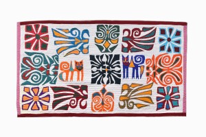 indian wall hanging featuring appliqué design with kantha stitching
