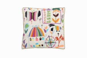 Embroidered village scene cushion Ref 2.PG