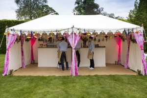 Metal frame Raj Tent used as a bar