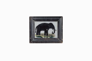 Indian glass painting of an elephant (very small)