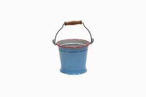 Vintage blue enamel bucket small