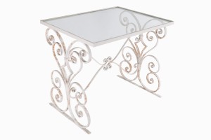 Wrought iron table with glass top
