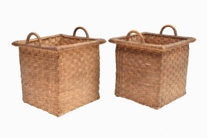 Square rattan baskets
