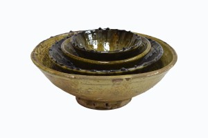 Ochre Zagora bumpy rim bowls