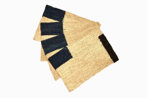 Rectangular table mats black and indigo design