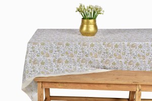 Large blockprint tablecloth green TC2