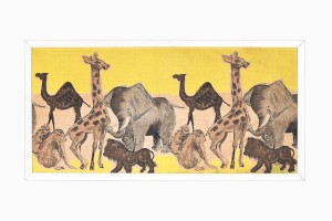 Safari animals painting on fabric