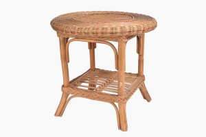 A vintage wicker round table