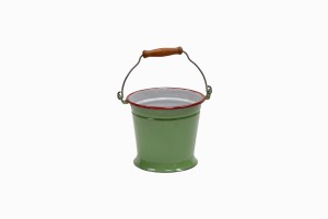 Vintage green enamel bucket small