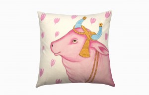 Kishangarh cushion Fat Pink Holy Cow facing left