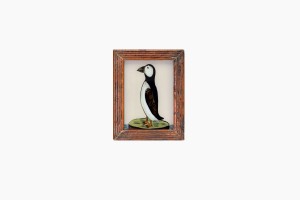 Indian glass painting of a munia (very small)