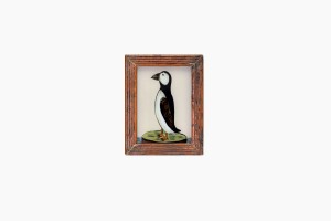 Indian glass painting of a munia (very small)