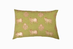 Holy cow rectangular green cushion