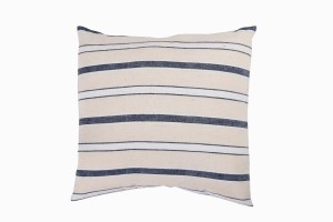 Turkish linen large indigo:cream square cushion
