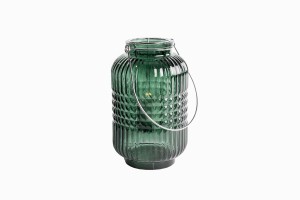 Green Swedish glass storm lantern