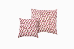 Hand block carnation cushions