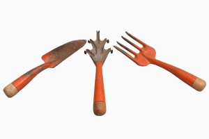 Vintage gardening  tools orange