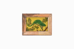 Indian glass painting of a dancing chameleon (small)